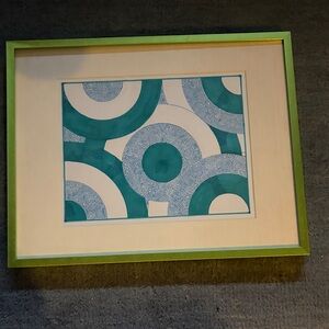 Abstract Geometric Art in Green Frame